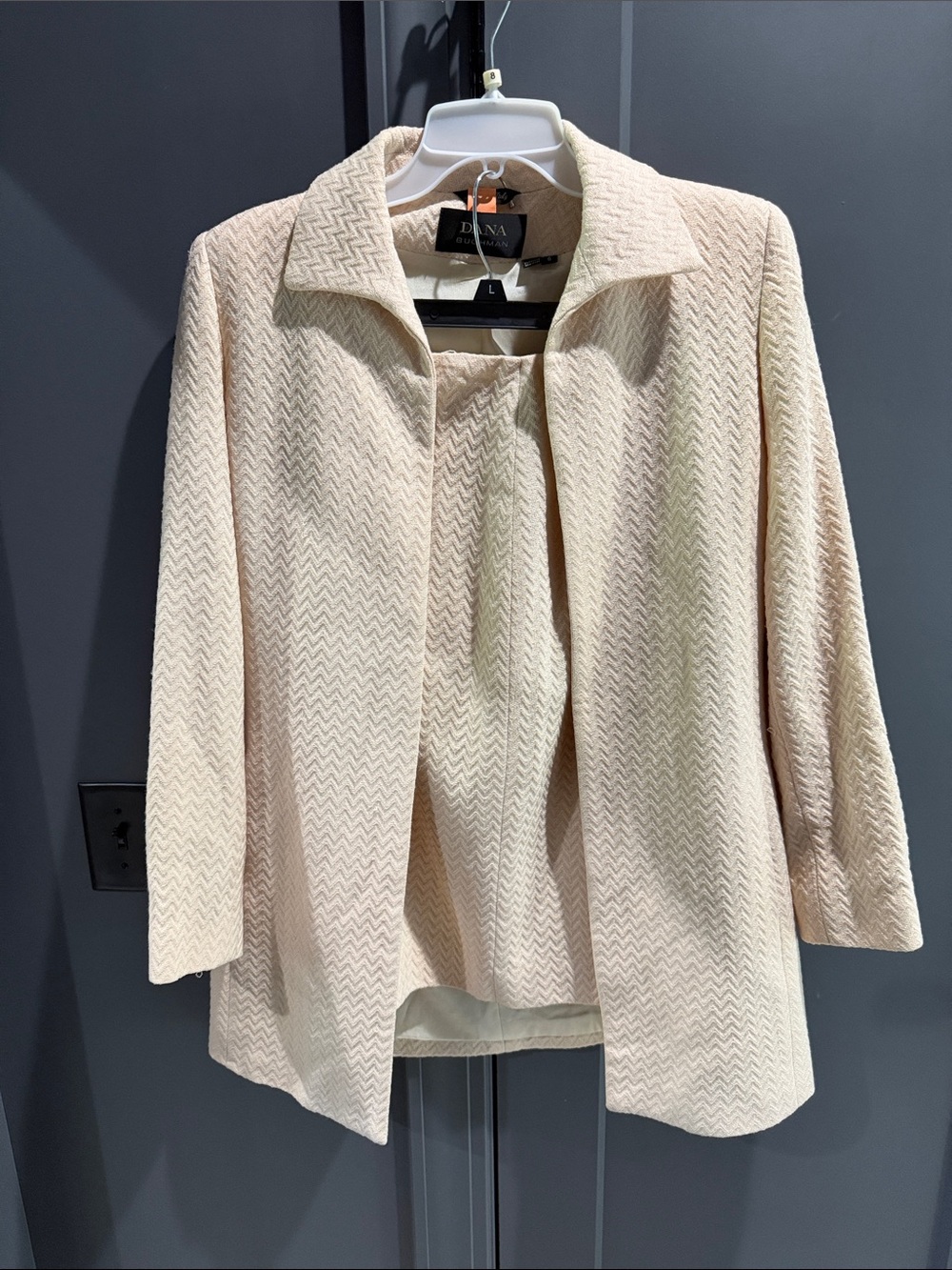 Dana Buchman Light Cream Open-Front Textured Suit Set (2 Pc)